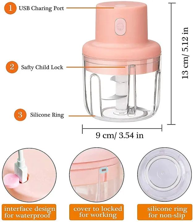 Portable Electric USB Rechargeable Fruit Vegetable Grinder Food Speedy Chopper