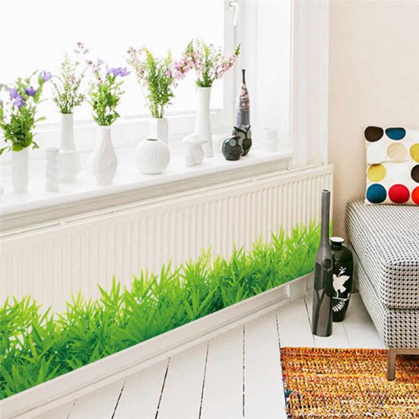 New 3d Fresh Green Plant Removable Green Grass Wall Stickers