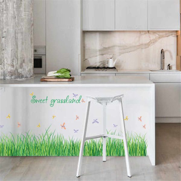 New 3d Fresh Green Plant Removable Green Grass Wall Stickers