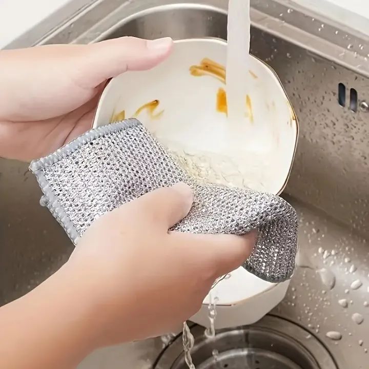 (Pack Of 8) Dish Scrubber Kitchen Cleaning Cloth Metal Multipurpose Wire Dishwashing