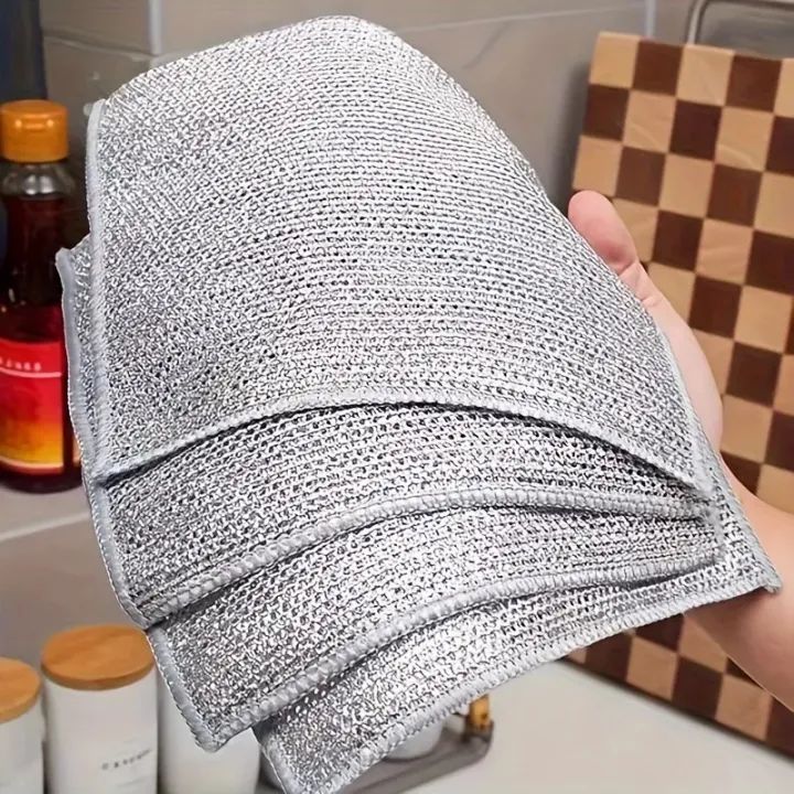 (Pack Of 8) Dish Scrubber Kitchen Cleaning Cloth Metal Multipurpose Wire Dishwashing