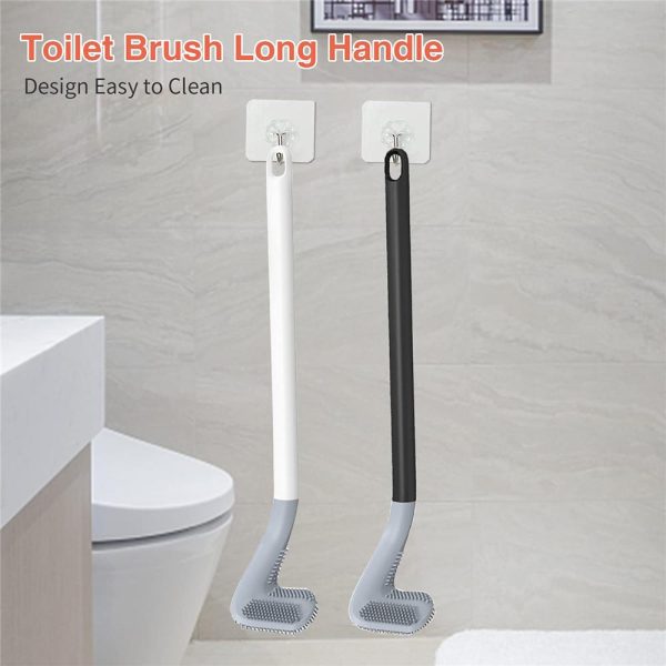 (Pack Of 2)  Flexible Silicone Rubber Toilet Brush Cleaning Golf Style