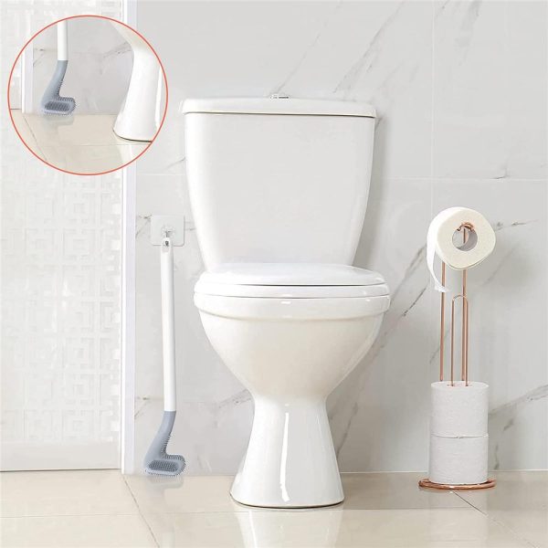 (Pack Of 2)  Flexible Silicone Rubber Toilet Brush Cleaning Golf Style